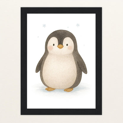 Pia der Pinguin Poster mit Holzrahmen von tinylearner
