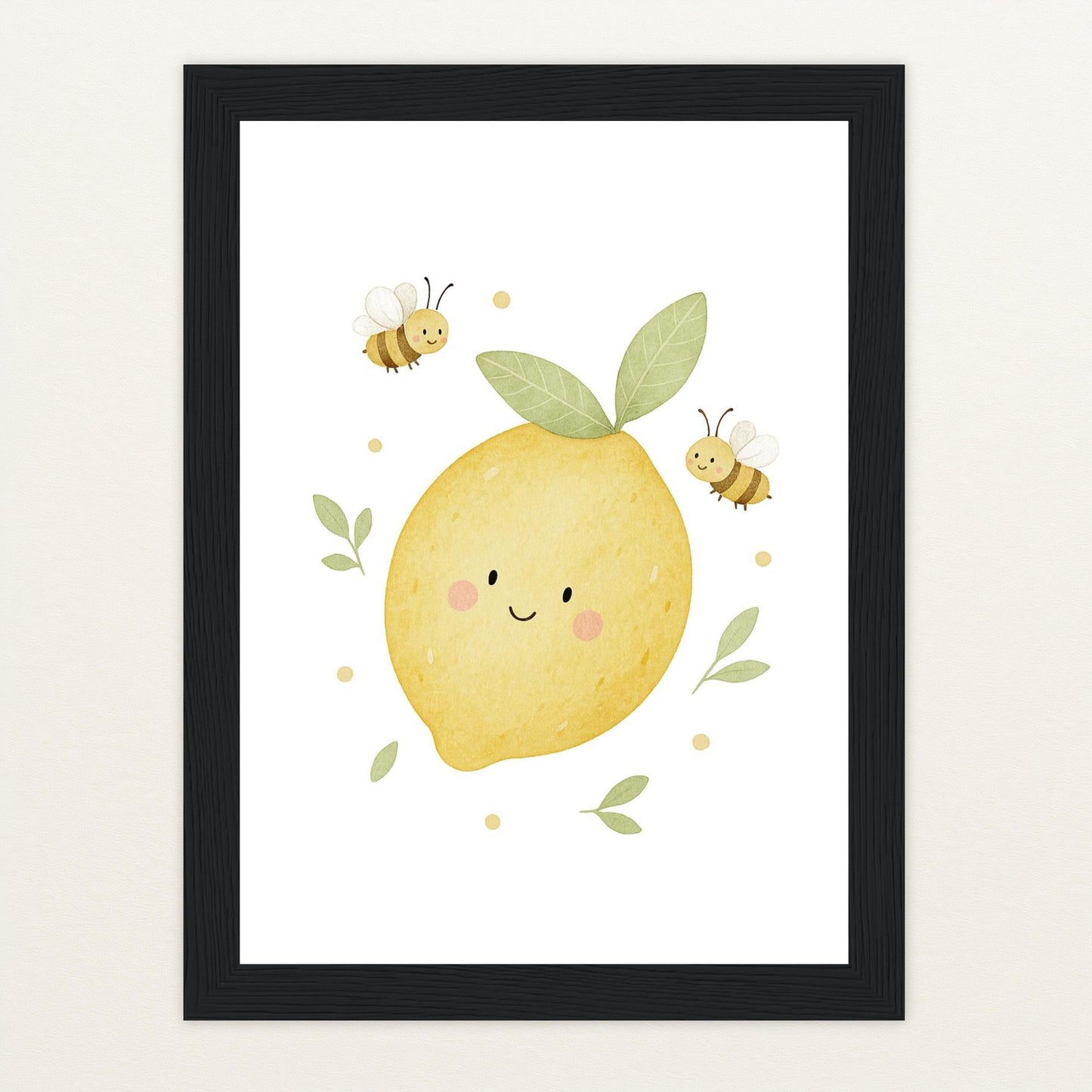 Obst: Zitrone Poster mit Holzrahmen von tinylearner