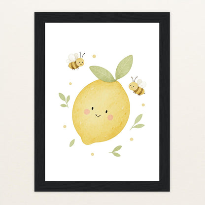 Obst: Zitrone Poster mit Holzrahmen von tinylearner