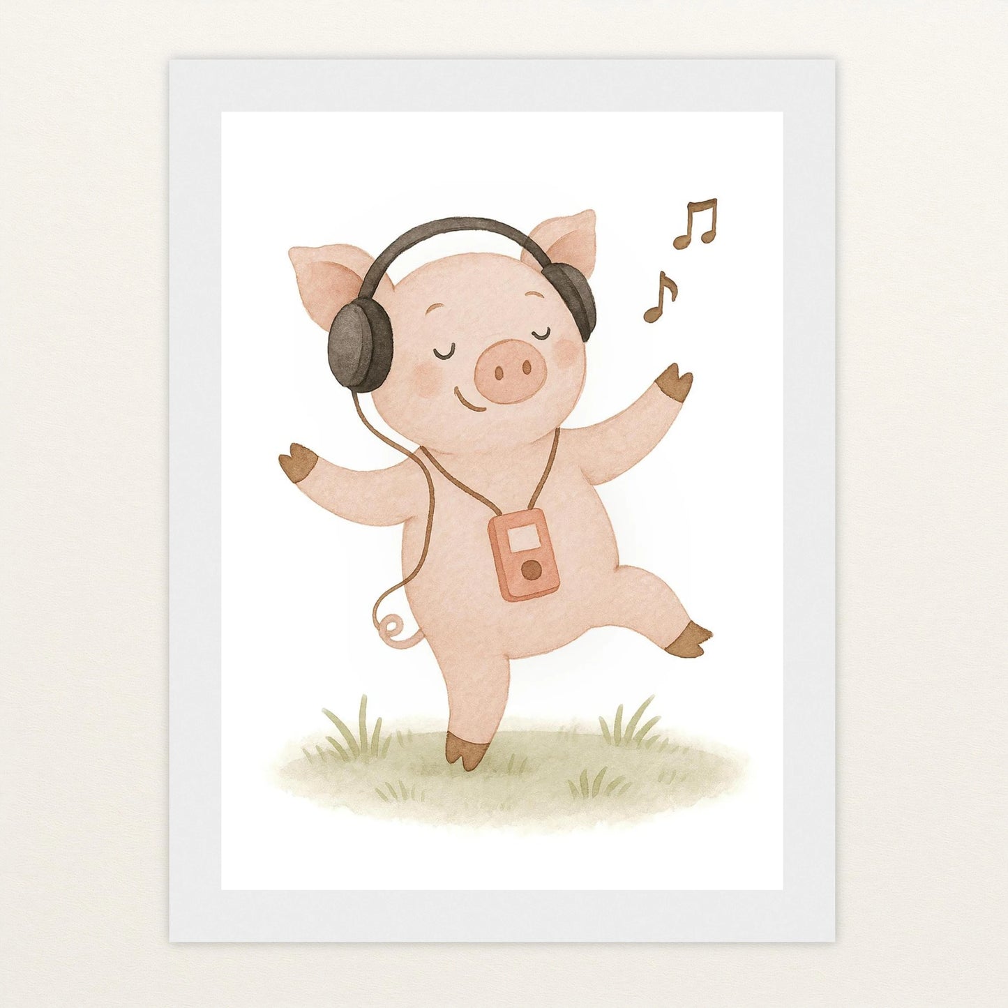 Susi das Schwein - Motiv: "Musik" Poster mit Holzrahmen von tinylearner