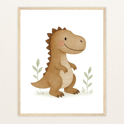 Dinosaurier T-Rex Poster mit Holzrahmen von tinylearner