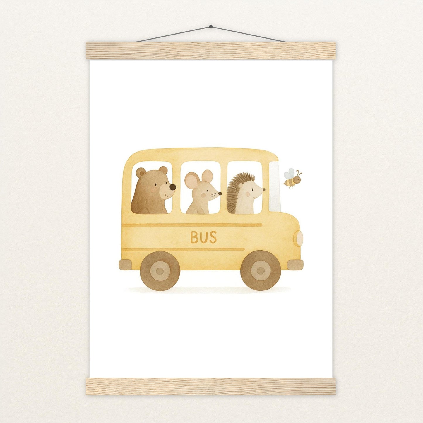 Tierfreunde - Motiv: "Schulbus" Poster mit Leisten von tinylearner