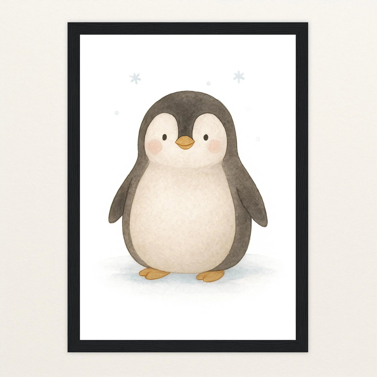 Pia der Pinguin Poster mit Holzrahmen von tinylearner