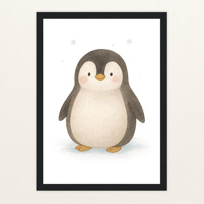 Pia der Pinguin Poster mit Holzrahmen von tinylearner