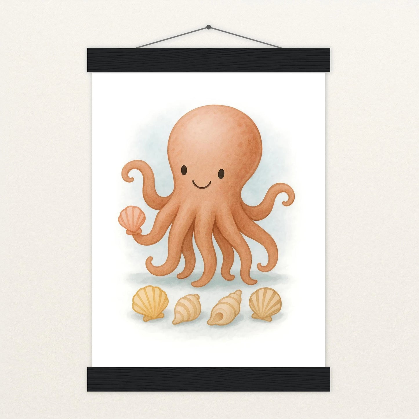 Tilli der Tintenfisch - Motiv: "Muscheln" Poster mit Leisten von tinylearner