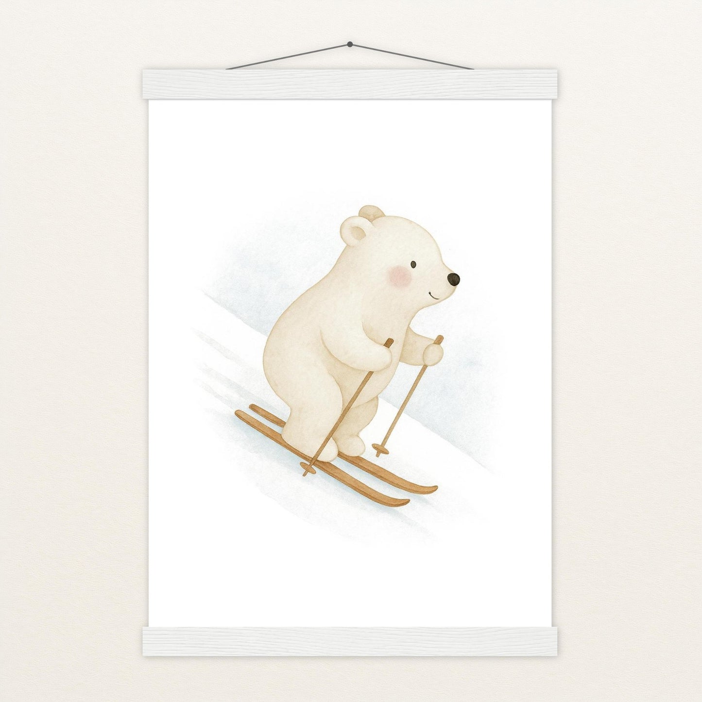 Pummel der Polarbär - Motiv: "Ski" Poster mit Leisten von tinylearner