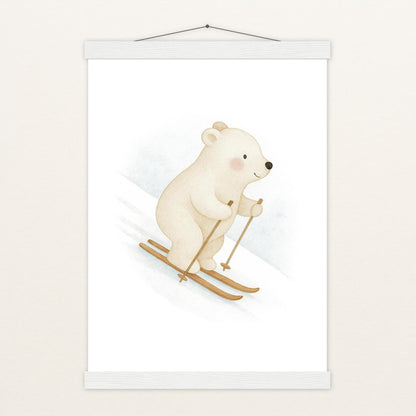 Pummel der Polarbär - Motiv: "Ski" Poster mit Leisten von tinylearner