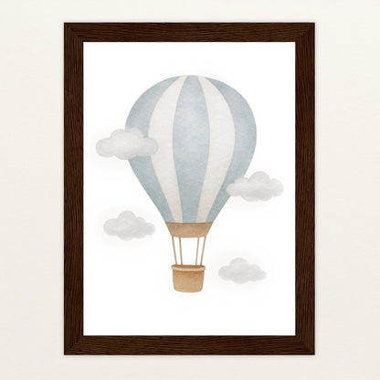 Heißluftballon Poster mit Holzrahmen von tinylearner