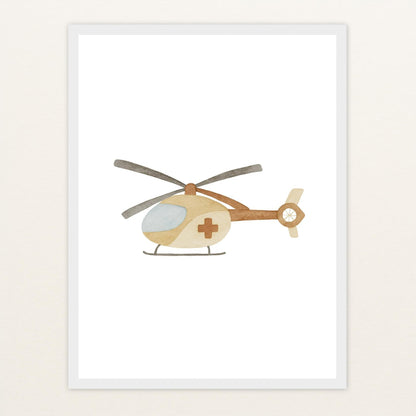 Rettungshubschrauber Poster mit Holzrahmen von tinylearner