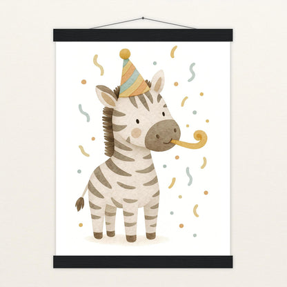 Zinni das Zebra - Motiv: "Party" Poster mit Leisten von tinylearner