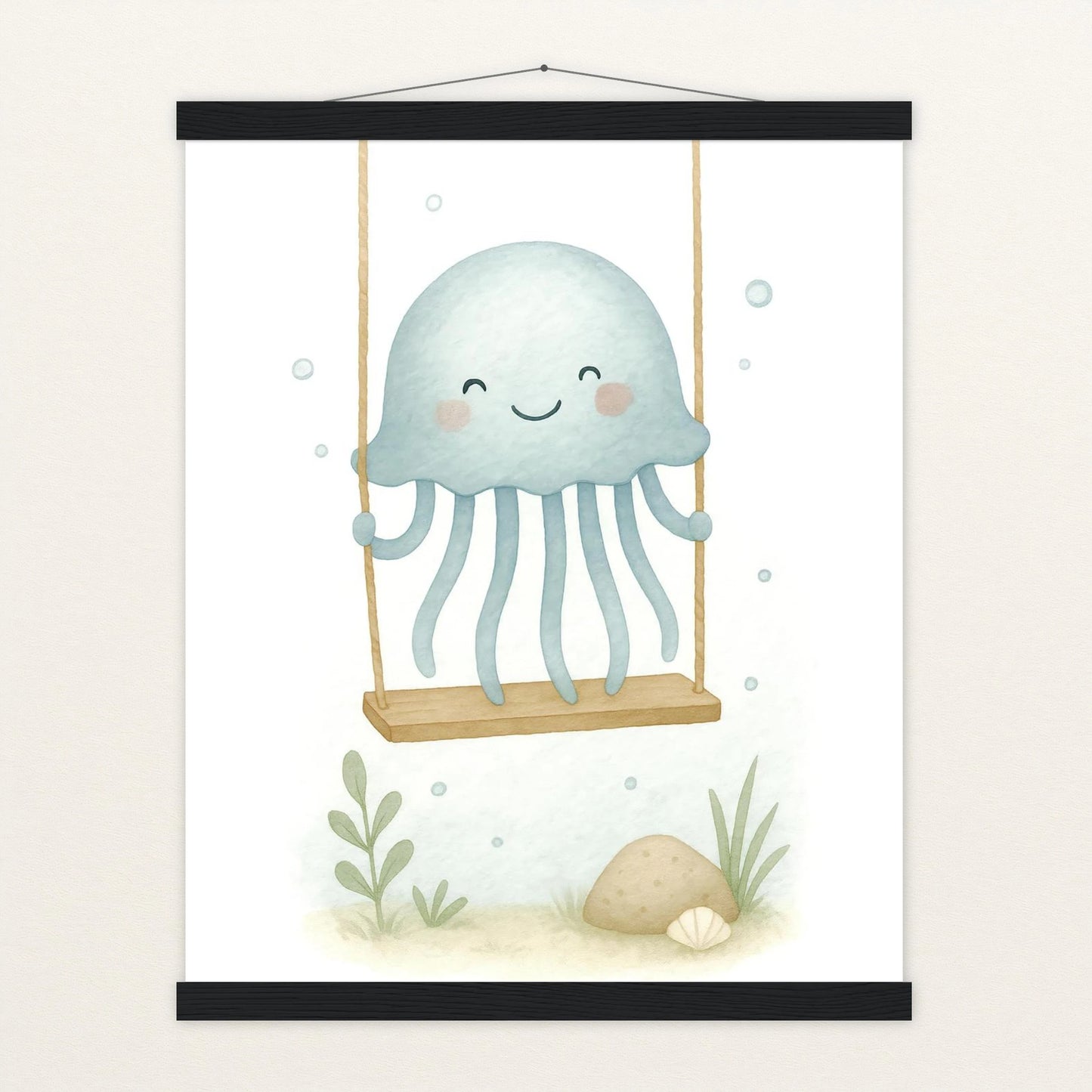 Quinn die Qualle - Motiv: "Schaukel" Poster mit Leisten von tinylearner