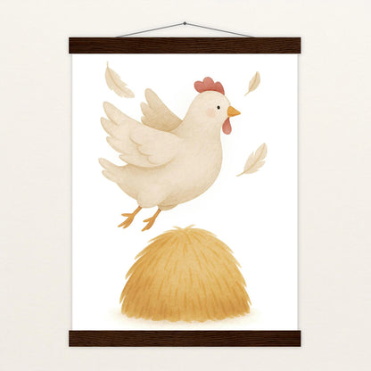 Hanni das Huhn - Motiv: "Heu" Poster mit Leisten von tinylearner