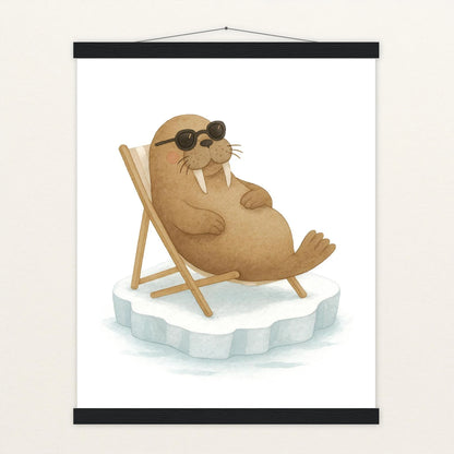Wally das Walross - Motiv: "Liegestuhl" Poster mit Leisten von tinylearner