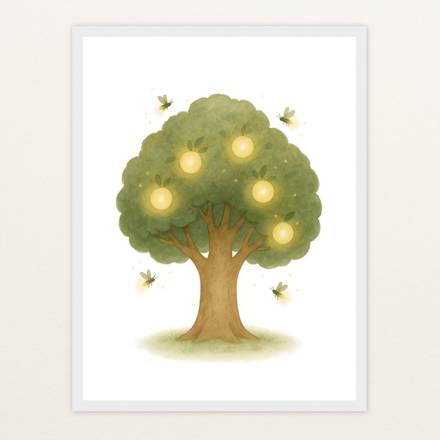 Leuchtbaum Poster mit Holzrahmen von tinylearner