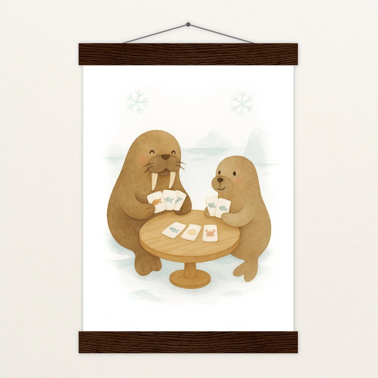 Wally das Walross - Motiv: "Kartenspiel" Poster mit Leisten von tinylearner