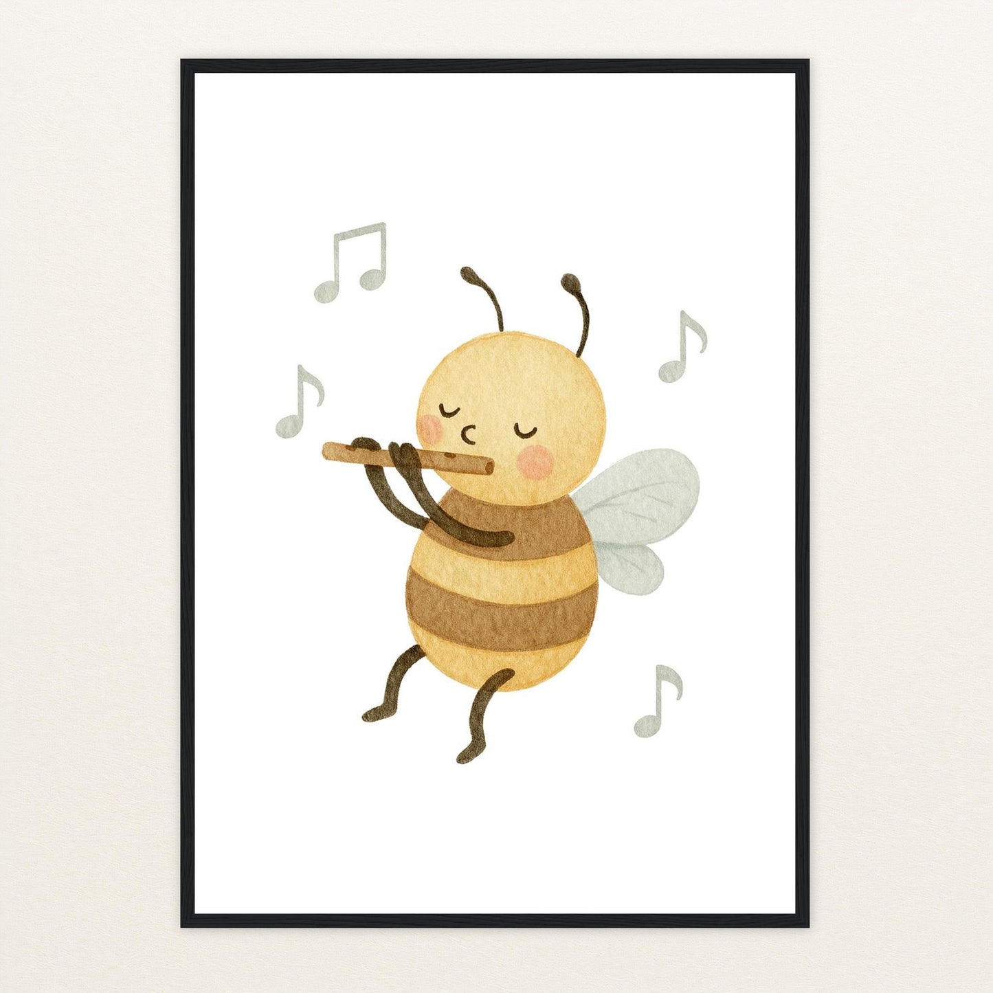 Bibi die Biene - Motiv: "Flöte" Poster mit Holzrahmen von tinylearner
