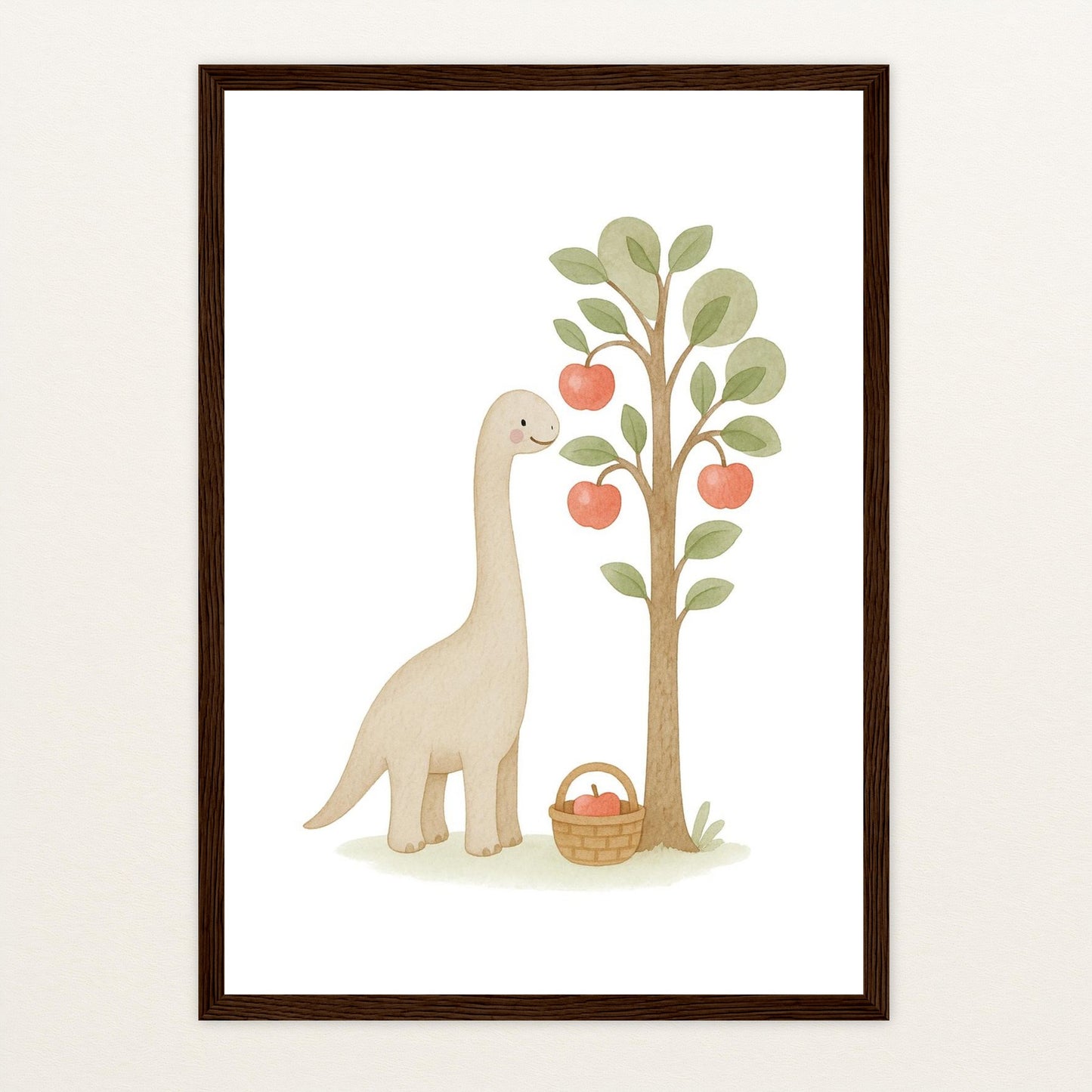 Dinosaurier Brachiosaurus - Motiv: "Apfelbaum" Poster mit Holzrahmen von tinylearner