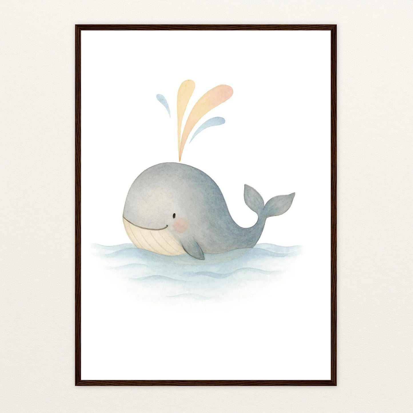 Willi der Wal - Motiv: "Freude" Poster mit Holzrahmen von tinylearner