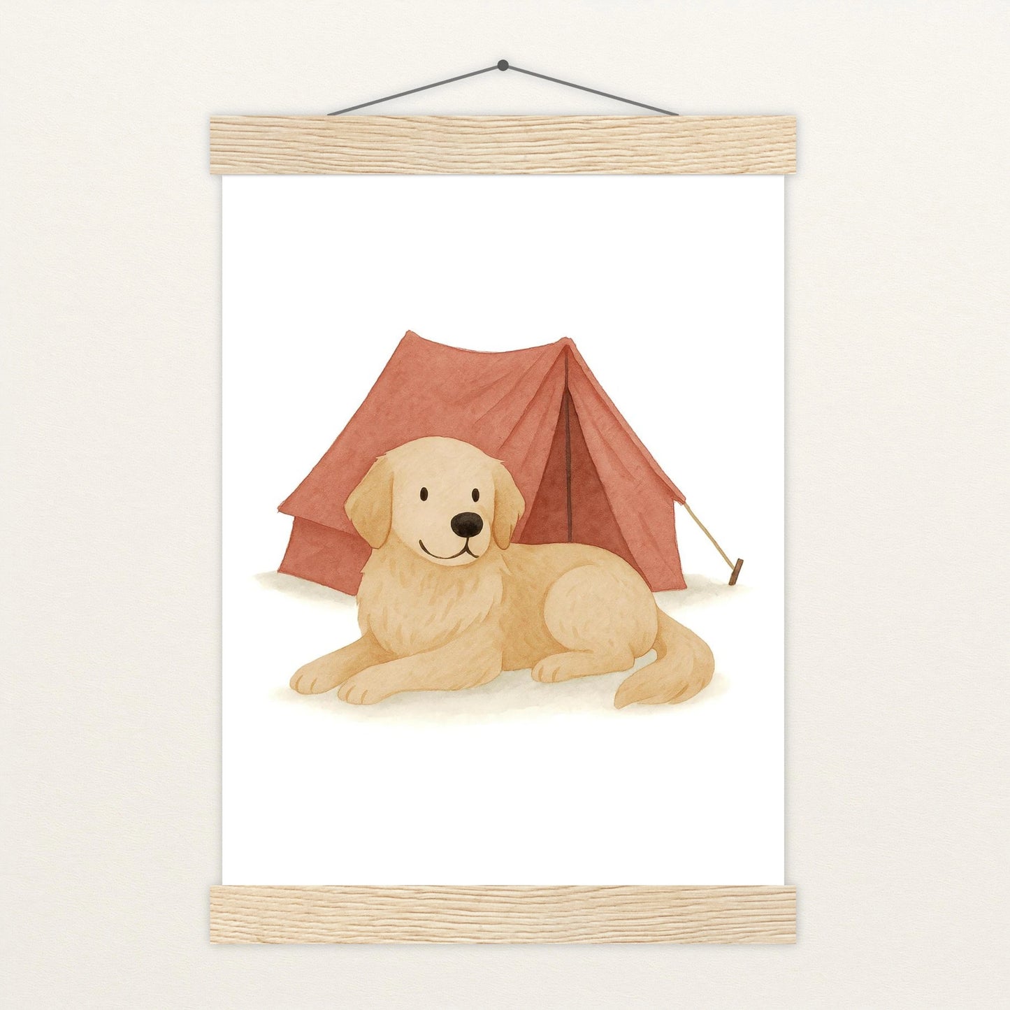 Hugo der Hund - Motiv: "Zelt" Poster mit Leisten von tinylearner