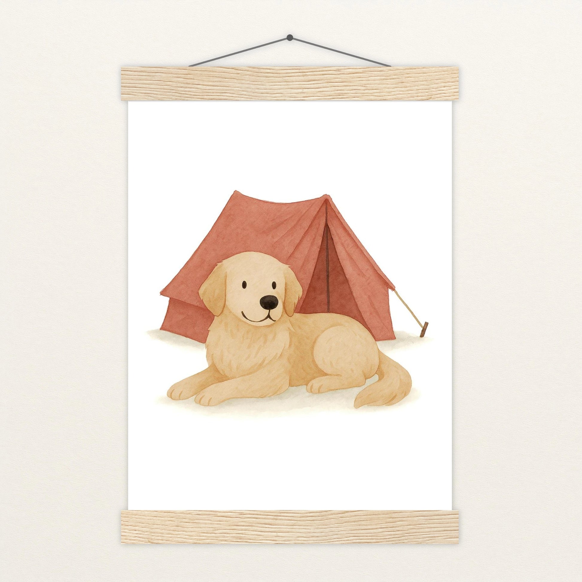 Hugo der Hund - Motiv: "Zelt" Poster mit Leisten von tinylearner