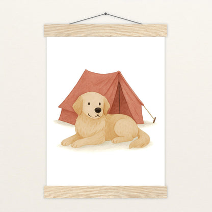 Hugo der Hund - Motiv: "Zelt" Poster mit Leisten von tinylearner