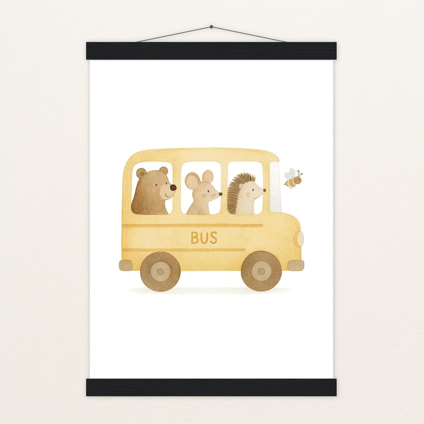 Tierfreunde - Motiv: "Schulbus" Poster mit Leisten von tinylearner