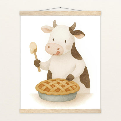 Klara die Kuh - Motiv: "Kuchen" Poster mit Leisten von tinylearner