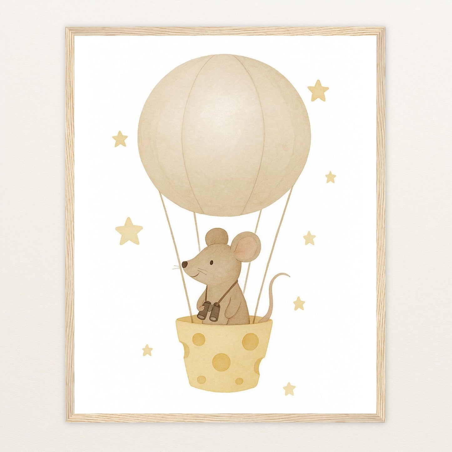 Mimi die Maus - Motiv: "Heißluftballon" Poster mit Holzrahmen von tinylearner