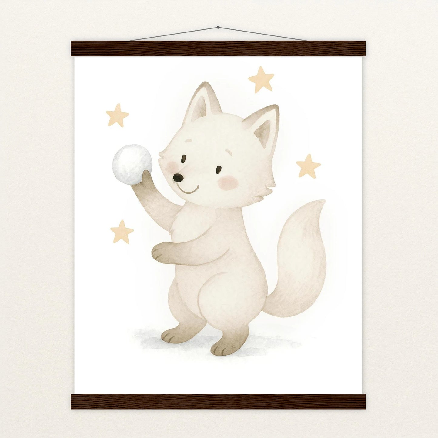 Pino der Polarfuchs - Motiv: "Schneeball" Poster mit Leisten von tinylearner