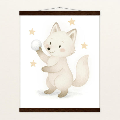 Pino der Polarfuchs - Motiv: "Schneeball" Poster mit Leisten von tinylearner