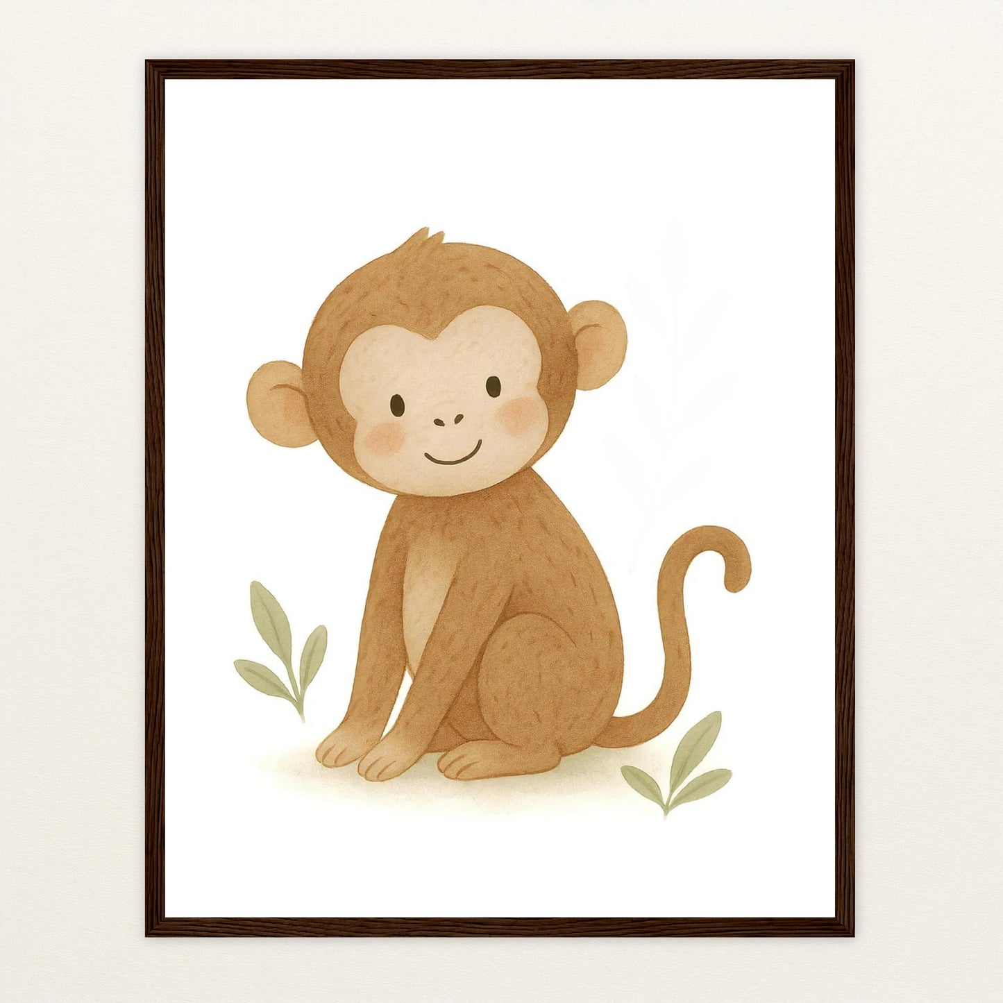 Aki der Affe Poster mit Holzrahmen von tinylearner