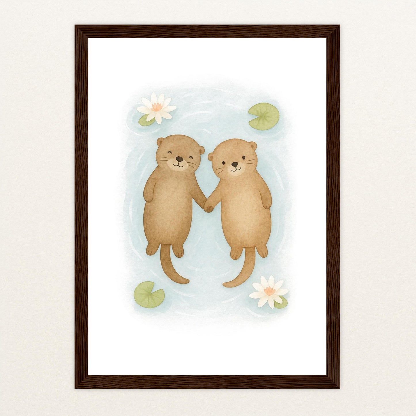 Otti der Otter Poster mit Holzrahmen von tinylearner