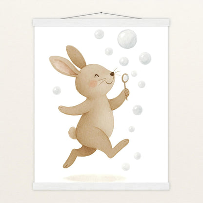 Holly der Hase - Motiv: "Seifenblasen" Poster mit Leisten von tinylearner