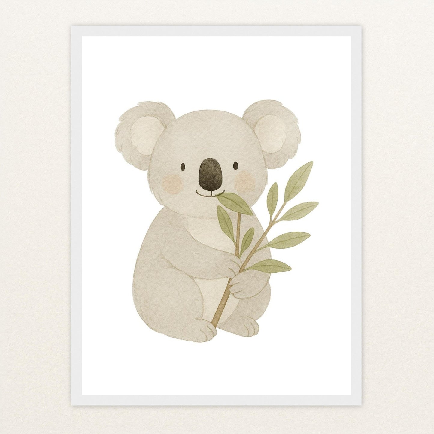 Kori der Koala - Motiv: "Eukalyptus" Poster mit Holzrahmen von tinylearner