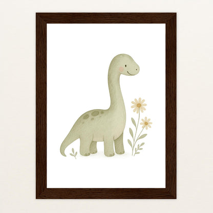 Dinosaurier Brachiosaurus Poster mit Holzrahmen von tinylearner