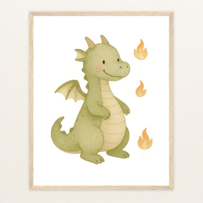 Drax der Drache Poster mit Holzrahmen von tinylearner