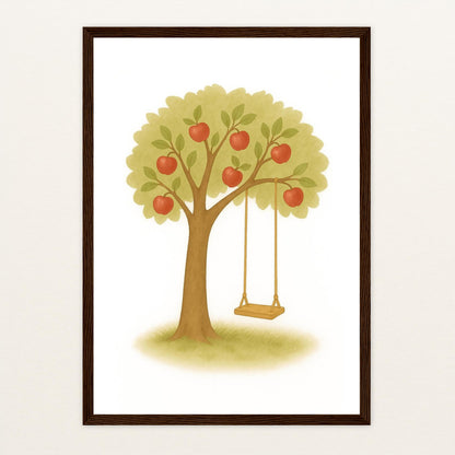 Apfelbaum Poster mit Holzrahmen von tinylearner