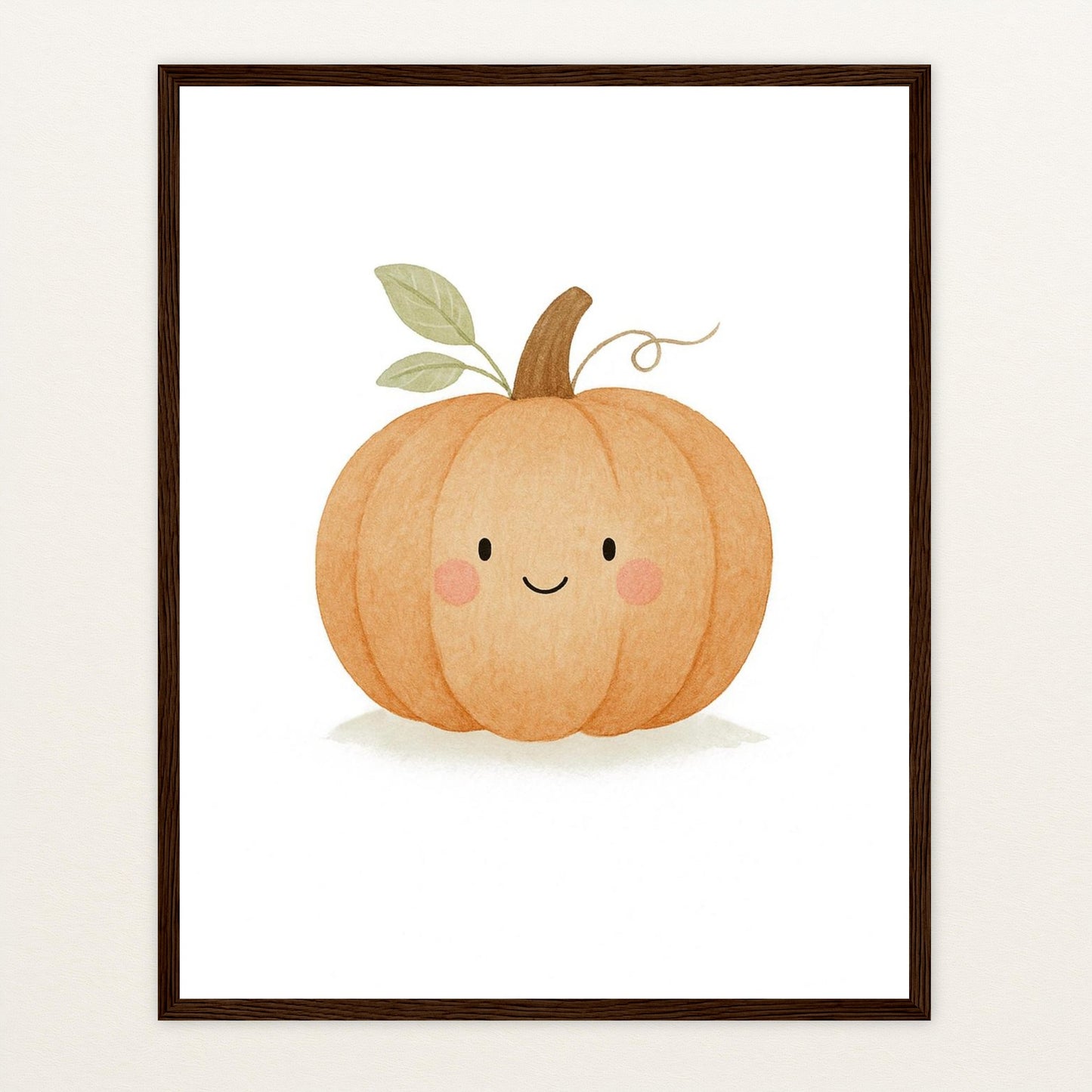 Gemüse: Kürbis Poster mit Holzrahmen von tinylearner