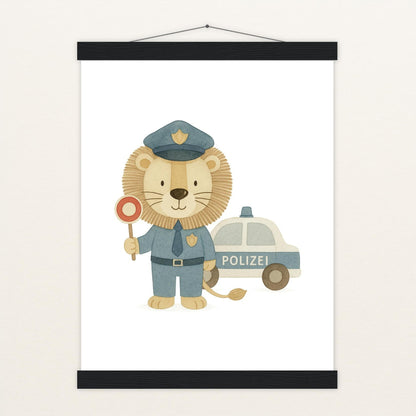 Leo der Löwe - Motiv: "Polizei" Poster mit Leisten von tinylearner