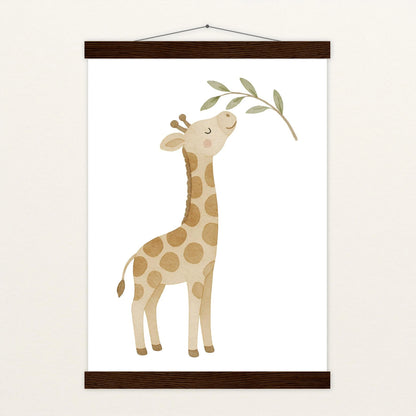 Greta die Giraffe - Motiv: "Blätter" Poster mit Leisten von tinylearner