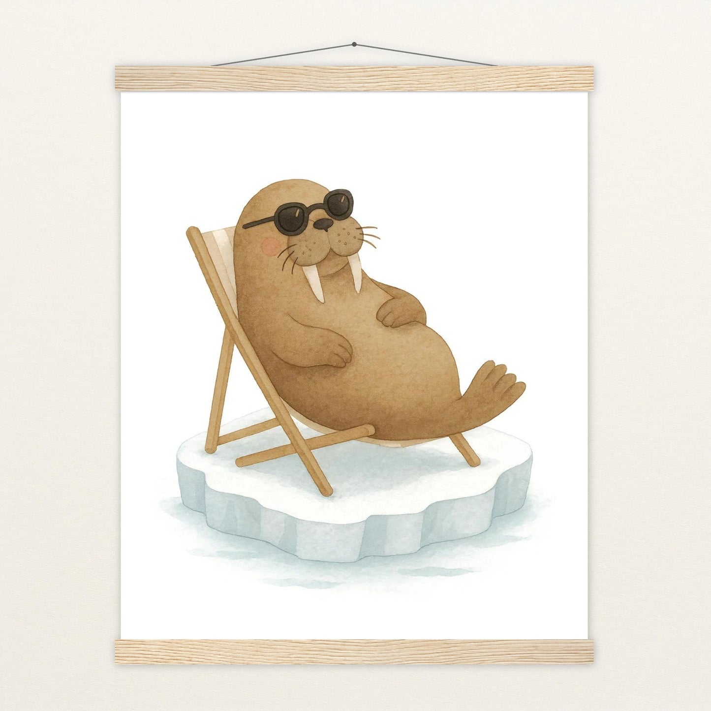 Wally das Walross - Motiv: "Liegestuhl" Poster mit Leisten von tinylearner