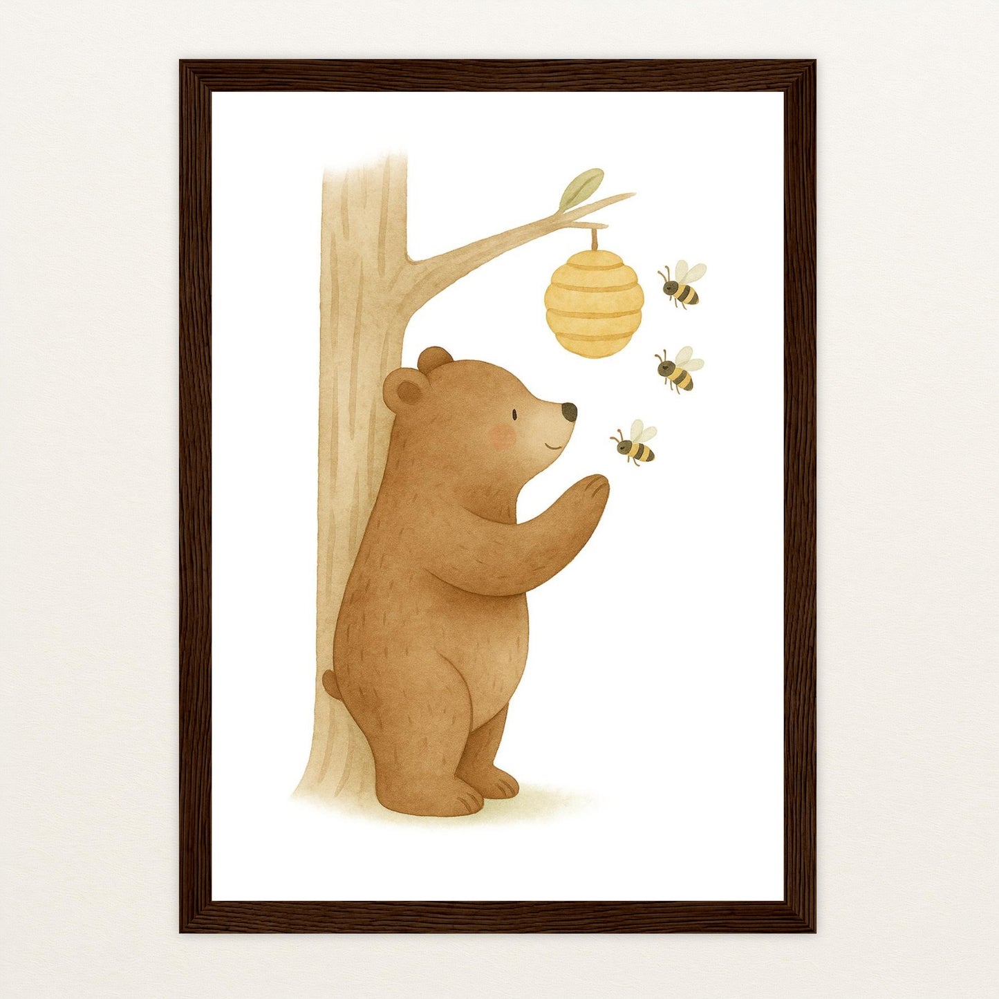 Balu der Bär - Motiv: "Bienenstock" Poster mit Holzrahmen von tinylearner