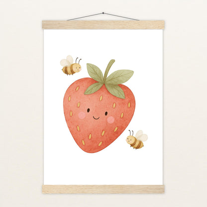 Obst: Erdbeere Poster mit Leisten von tinylearner