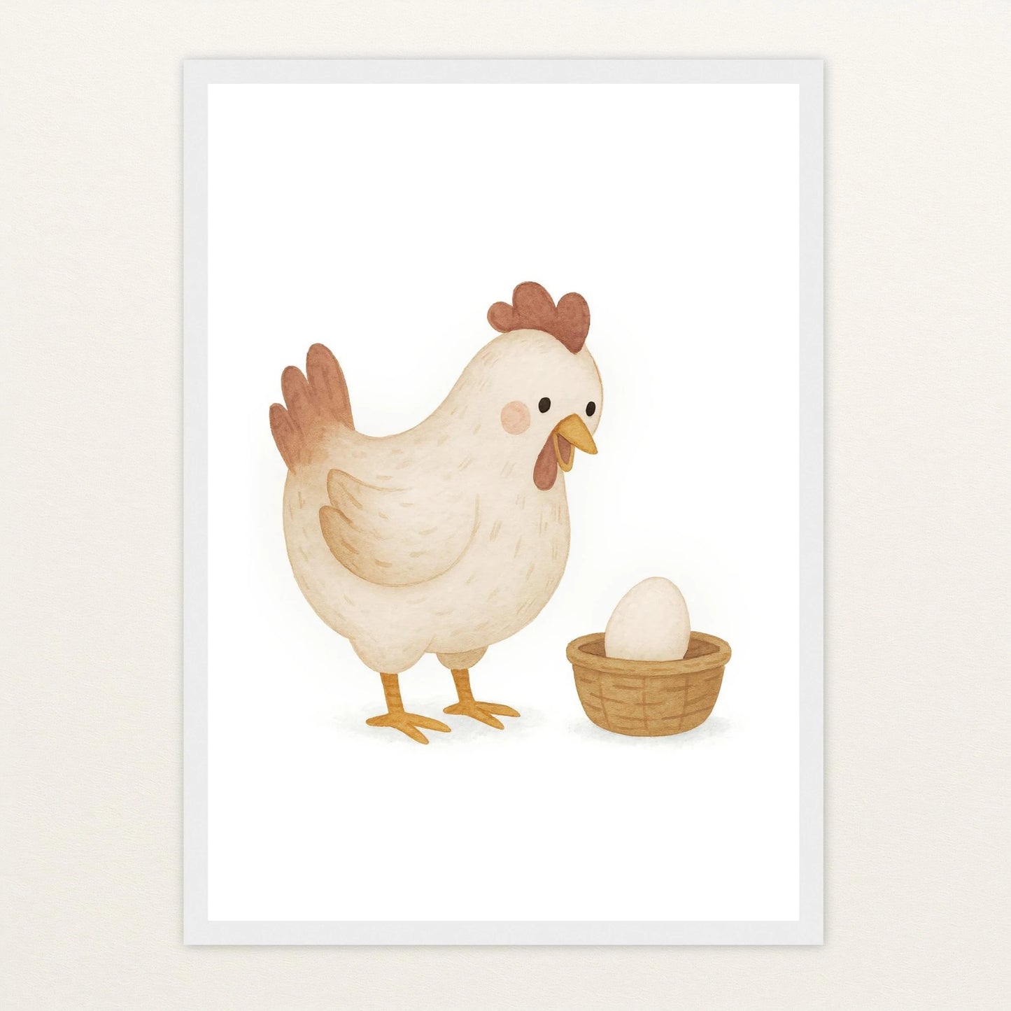 Hanni das Huhn - Motiv: "Ei" Poster mit Holzrahmen von tinylearner