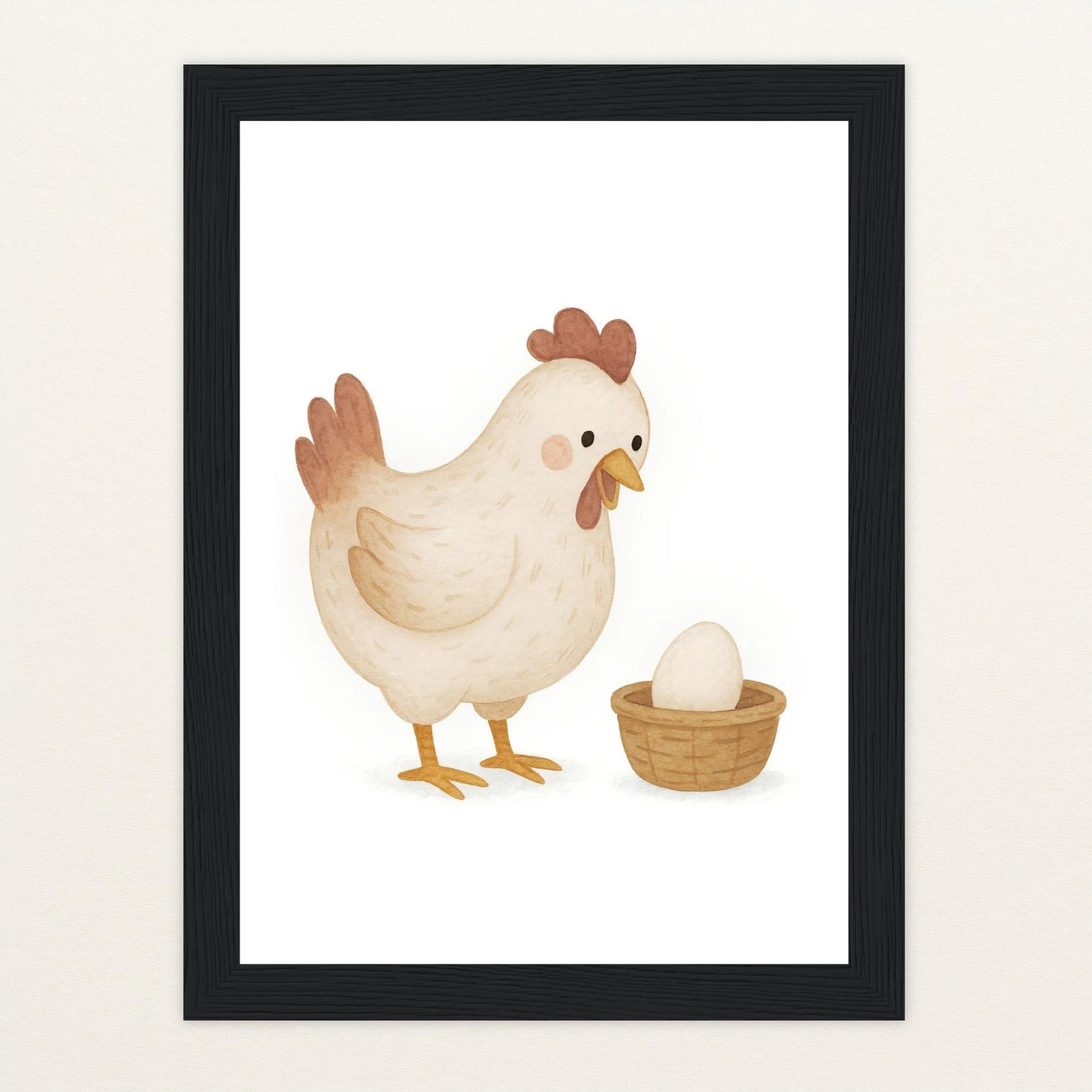 Hanni das Huhn - Motiv: "Ei" Poster mit Holzrahmen von tinylearner