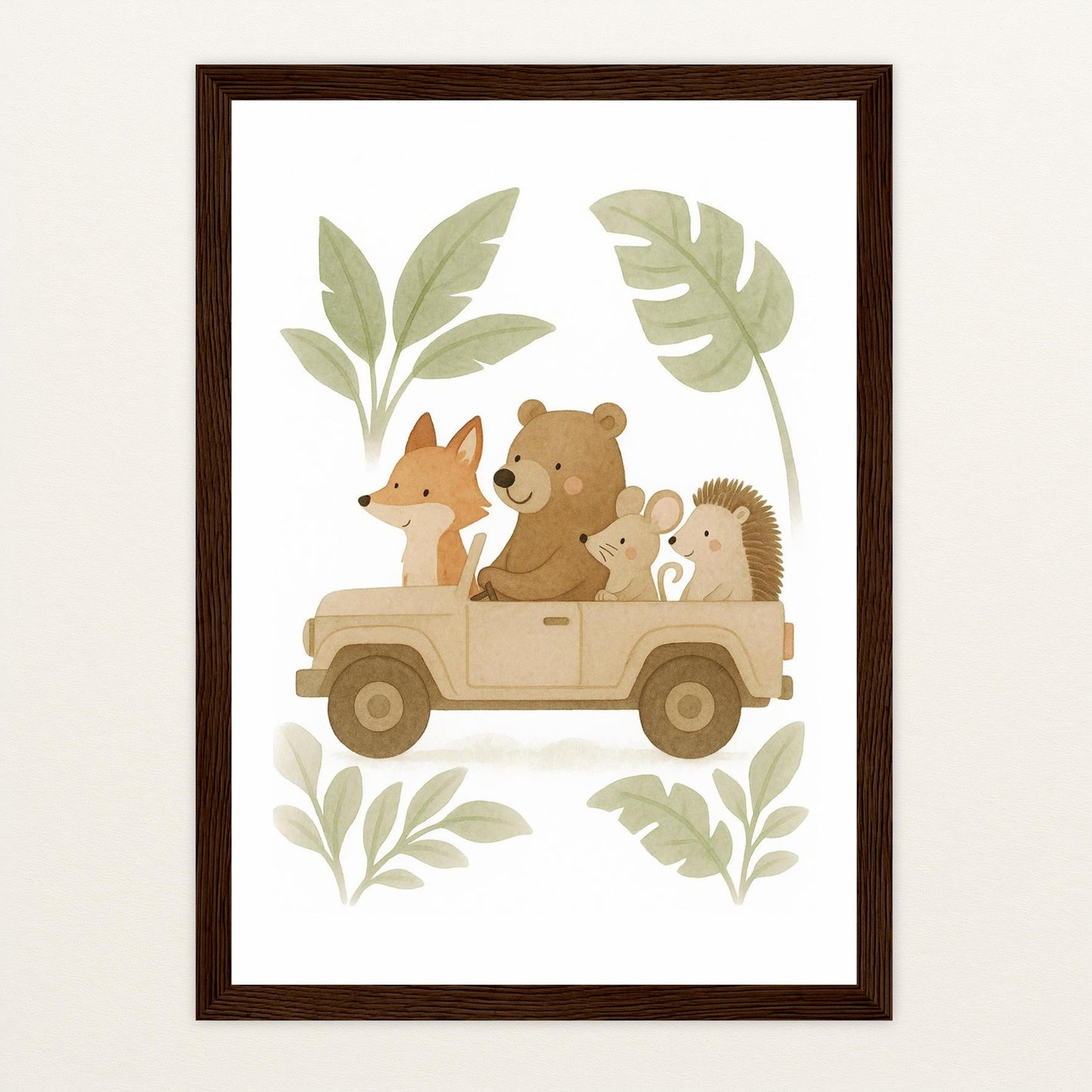 Tierfreunde - Motiv: "Safari" Poster mit Holzrahmen von tinylearner