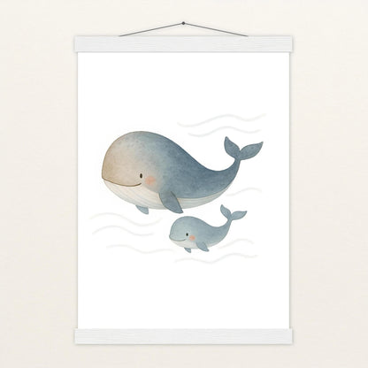 Willi der Wal - Motiv: "Familie" Poster mit Leisten von tinylearner