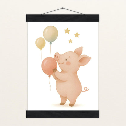Susi das Schwein - Motiv: "Ballons" Poster mit Leisten von tinylearner