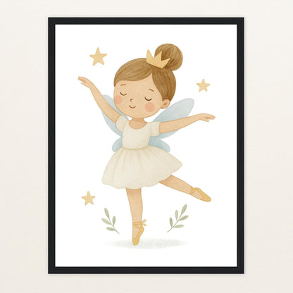 Fina die Fee - Motiv: "Ballett" Poster mit Holzrahmen von tinylearner