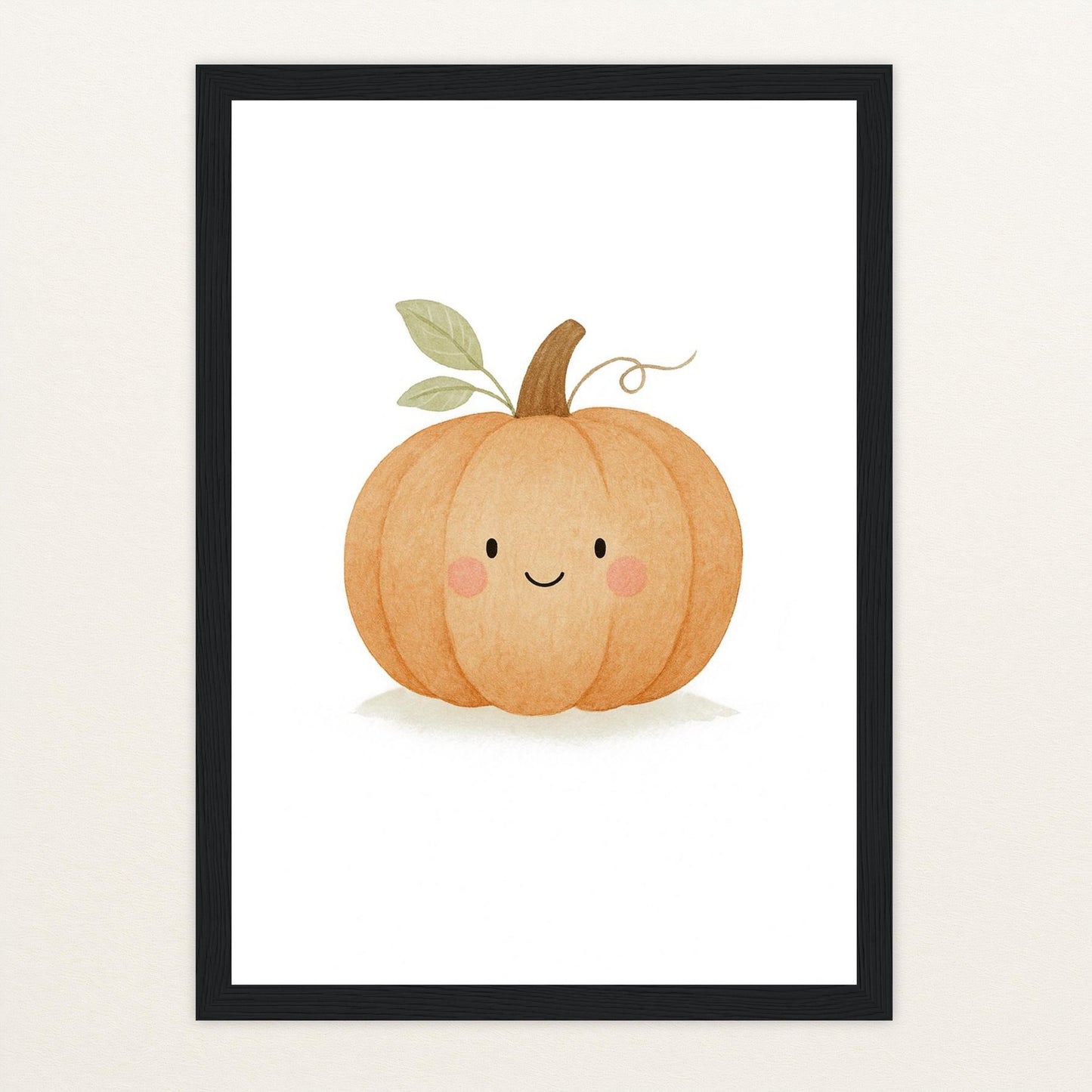 Gemüse: Kürbis Poster mit Holzrahmen von tinylearner